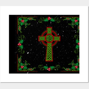 Yuletide Celtic Cross - Pagan Christmas Design Posters and Art